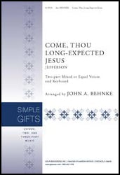 Come, Thou Long Expected Jesus Two-Part choral sheet music cover Thumbnail